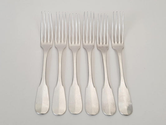 Lamy & Lacroix for Christofle 6 Silver Plated Table Forks - 5 French Christofle Dinner Forks