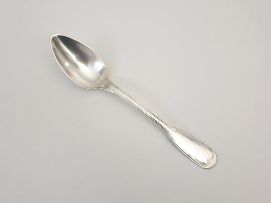 Christofle Silver Plated Large Serving Spoon or Stew Spoon with Pointed Bowl - 'Chinon' or 'Filets' Pattern