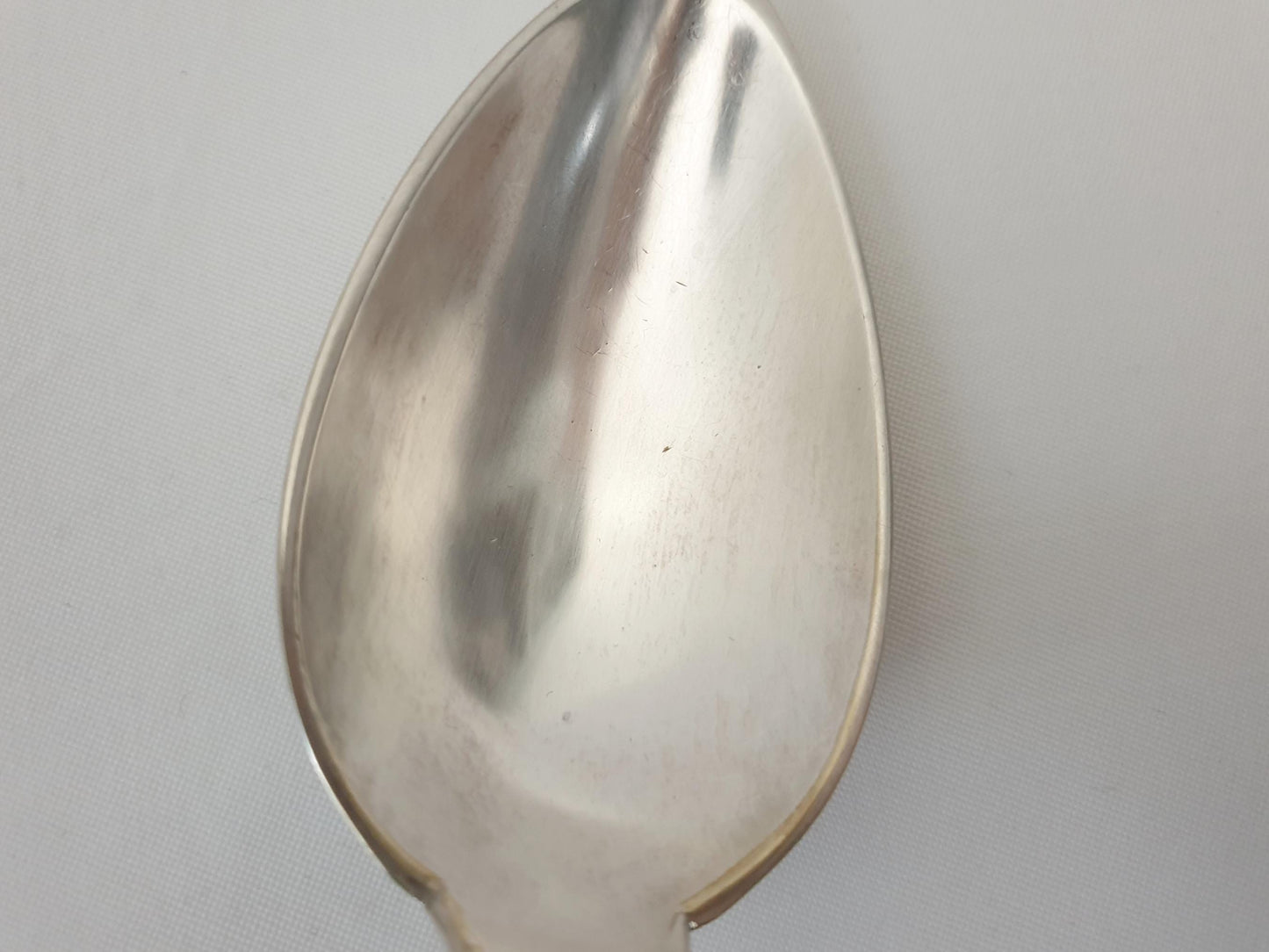 Christofle Silver Plated Large Serving Spoon or Stew Spoon with Pointed Bowl - 'Chinon' or 'Filets' Pattern