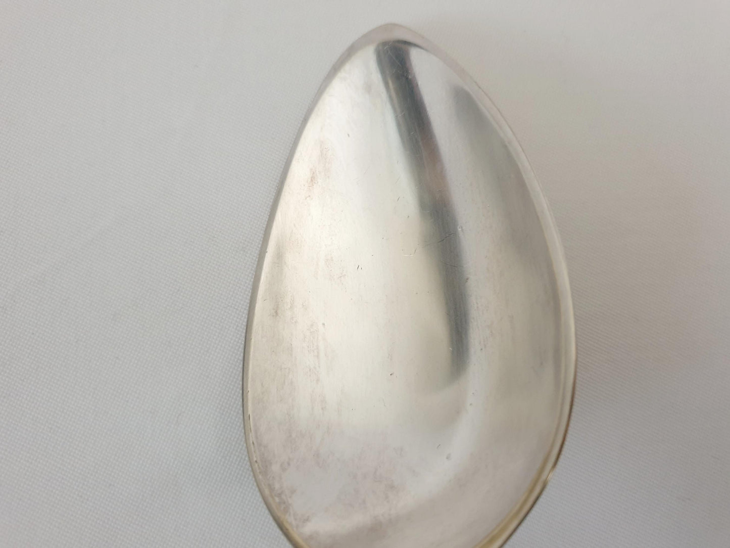 Christofle Silver Plated Large Serving Spoon or Stew Spoon with Pointed Bowl - 'Chinon' or 'Filets' Pattern