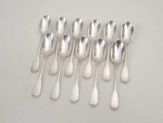 French 11 Silver Plated Coffee Spoons - 11 French Teaspoons by Ravinet d'Enfert