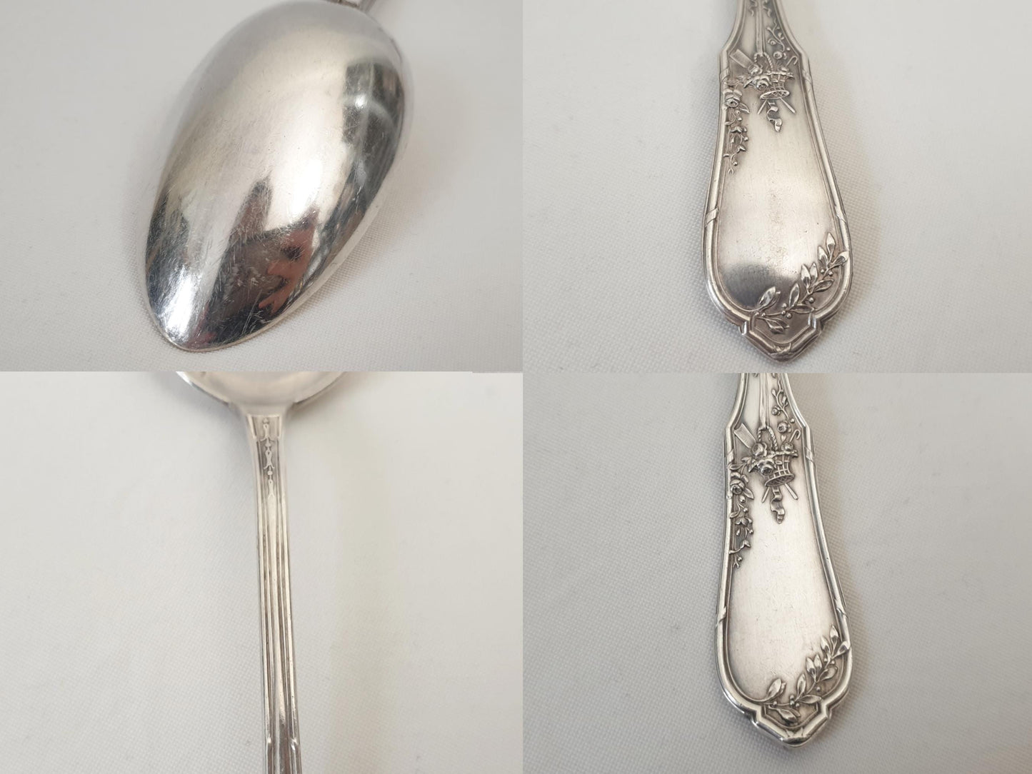 Set of 1 French Silver Plated Large Serving Spoon and 1 Soup Ladle in Louis XVI Style by Ravinet & Cie