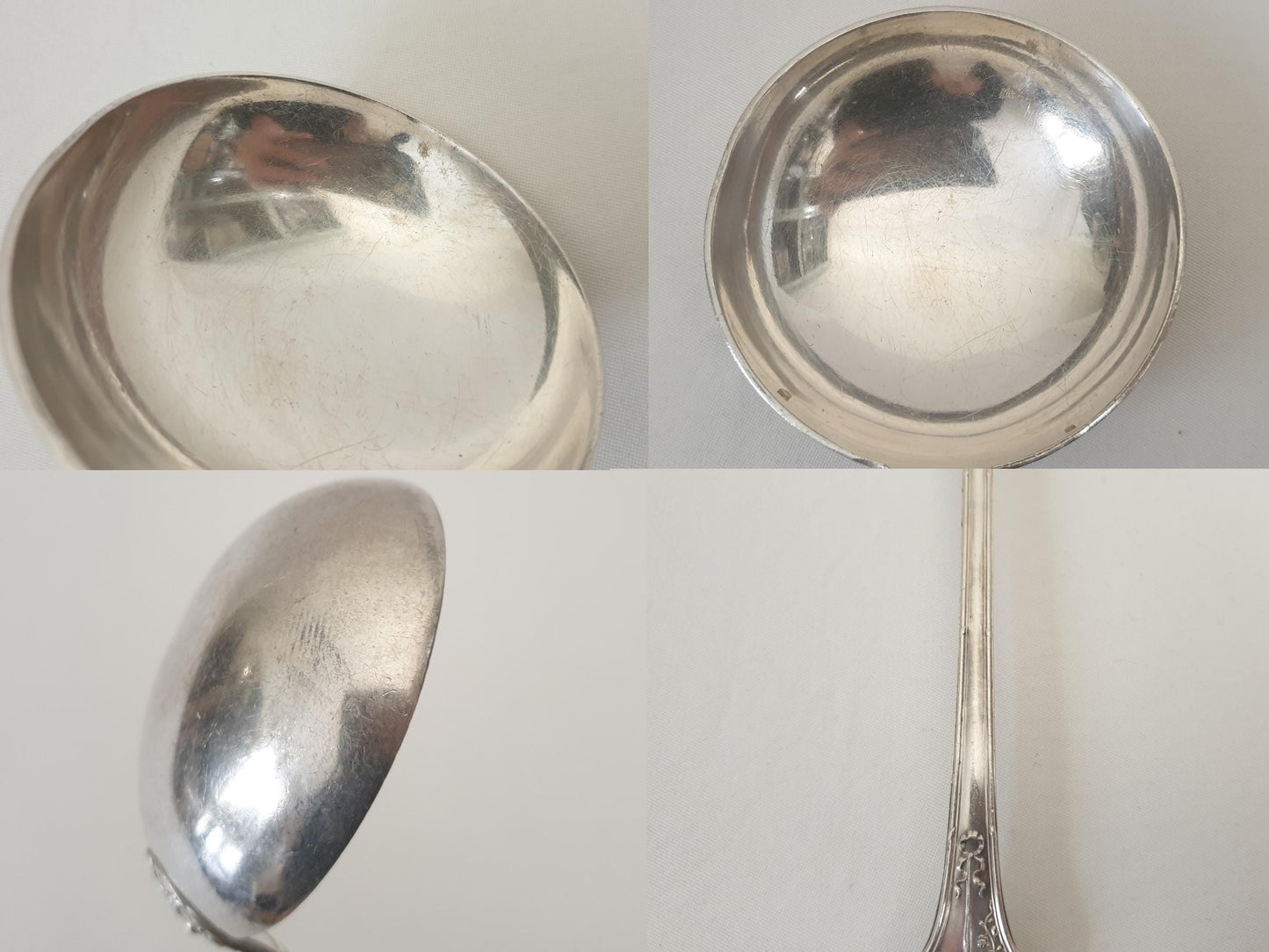 Set of 1 French Silver Plated Large Serving Spoon and 1 Soup Ladle in Louis XVI Style by Ravinet & Cie