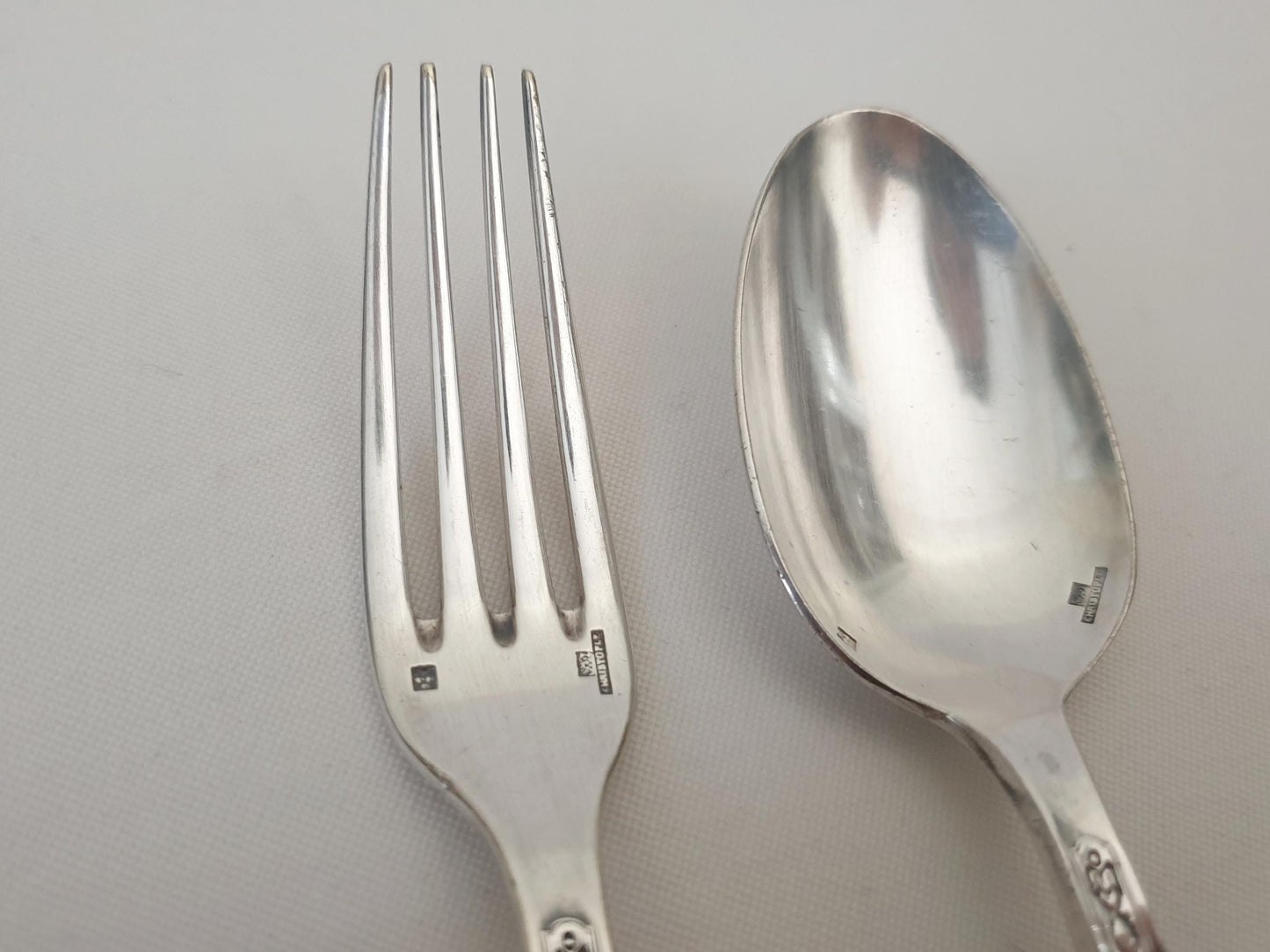 Christofle Silver Plated Baptism Cutlery 'Villeroy' Model - French Christofle Silver Plated Baby Spoon & Fork Set