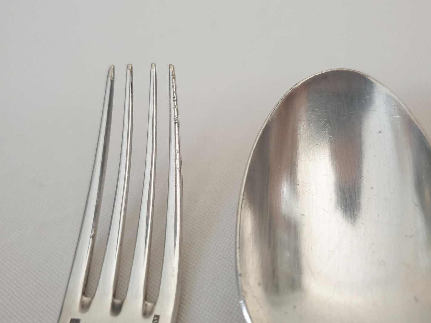 Christofle Silver Plated Baptism Cutlery 'Villeroy' Model - French Christofle Silver Plated Baby Spoon & Fork Set