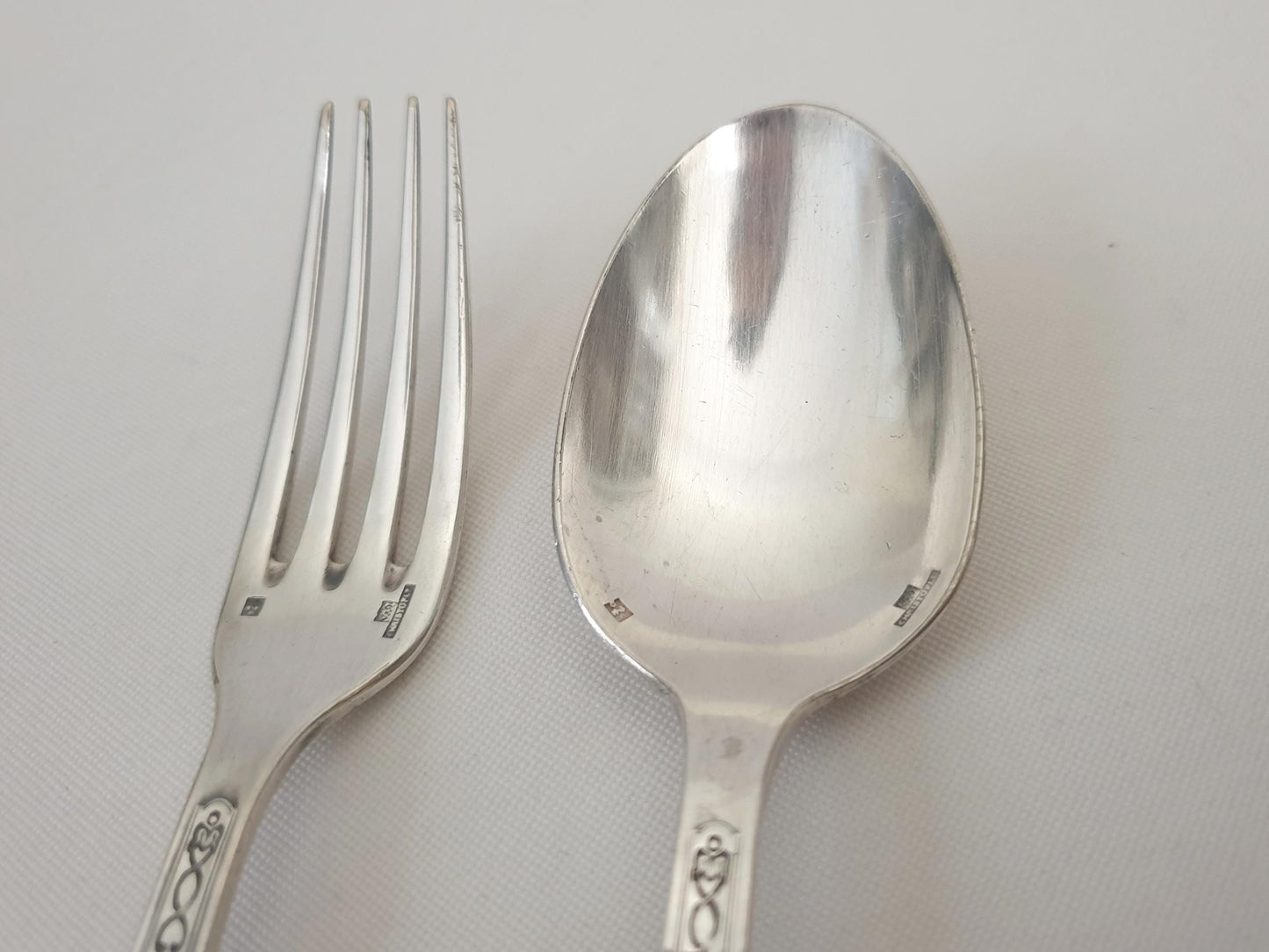 Christofle Silver Plated Baptism Cutlery 'Villeroy' Model - French Christofle Silver Plated Baby Spoon & Fork Set