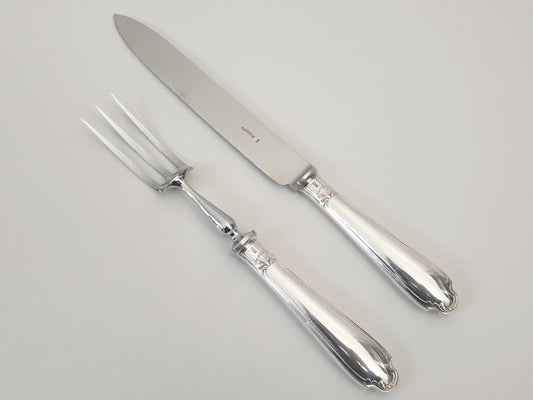 Christofle Alfenide Silver Metal Cutting Service - French Christofle Meat Serving Cutlery or Carving Set