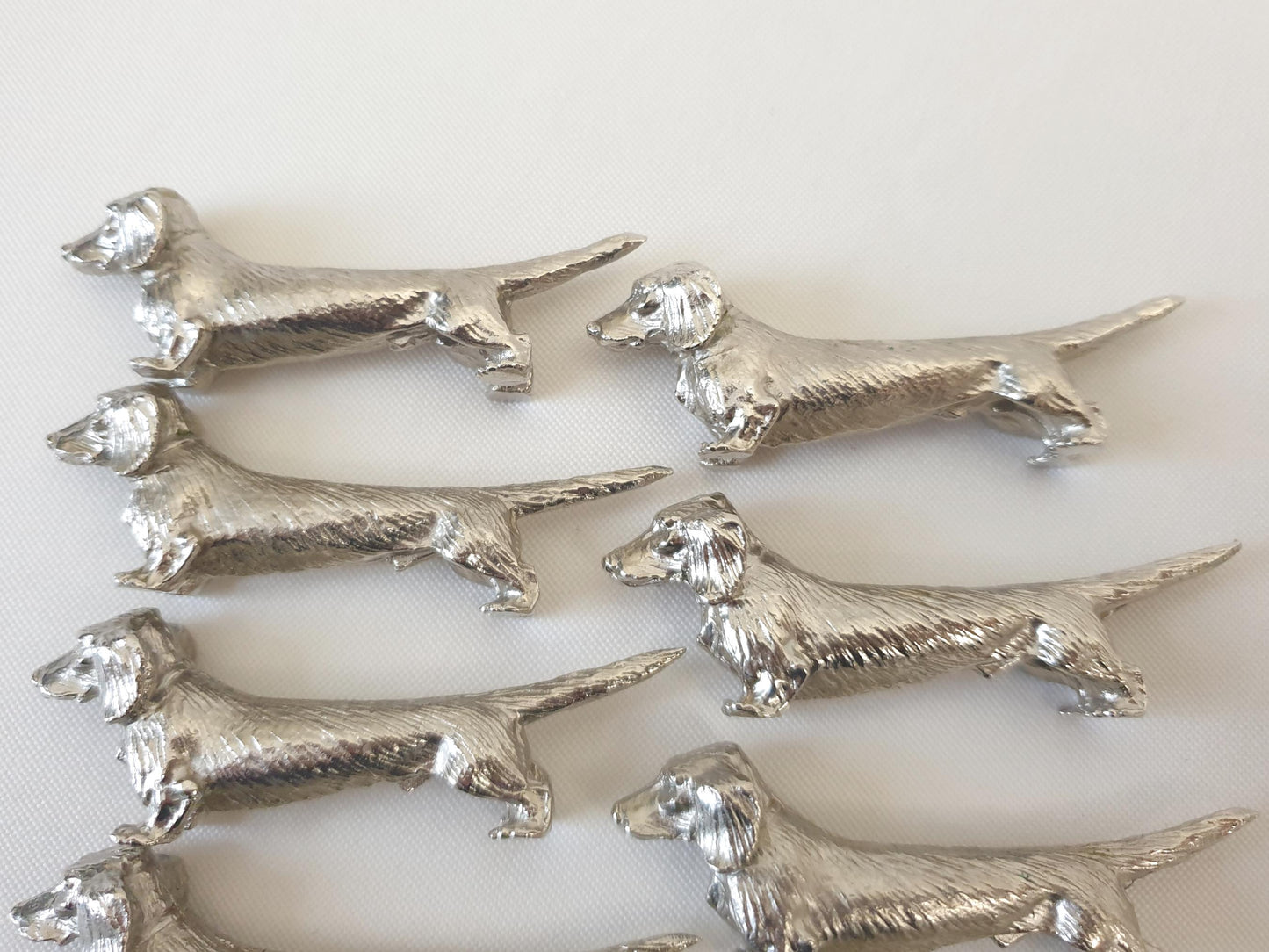 Set of 10 Vintage Silver Plated Dachshund (Teckel) Knife Rests