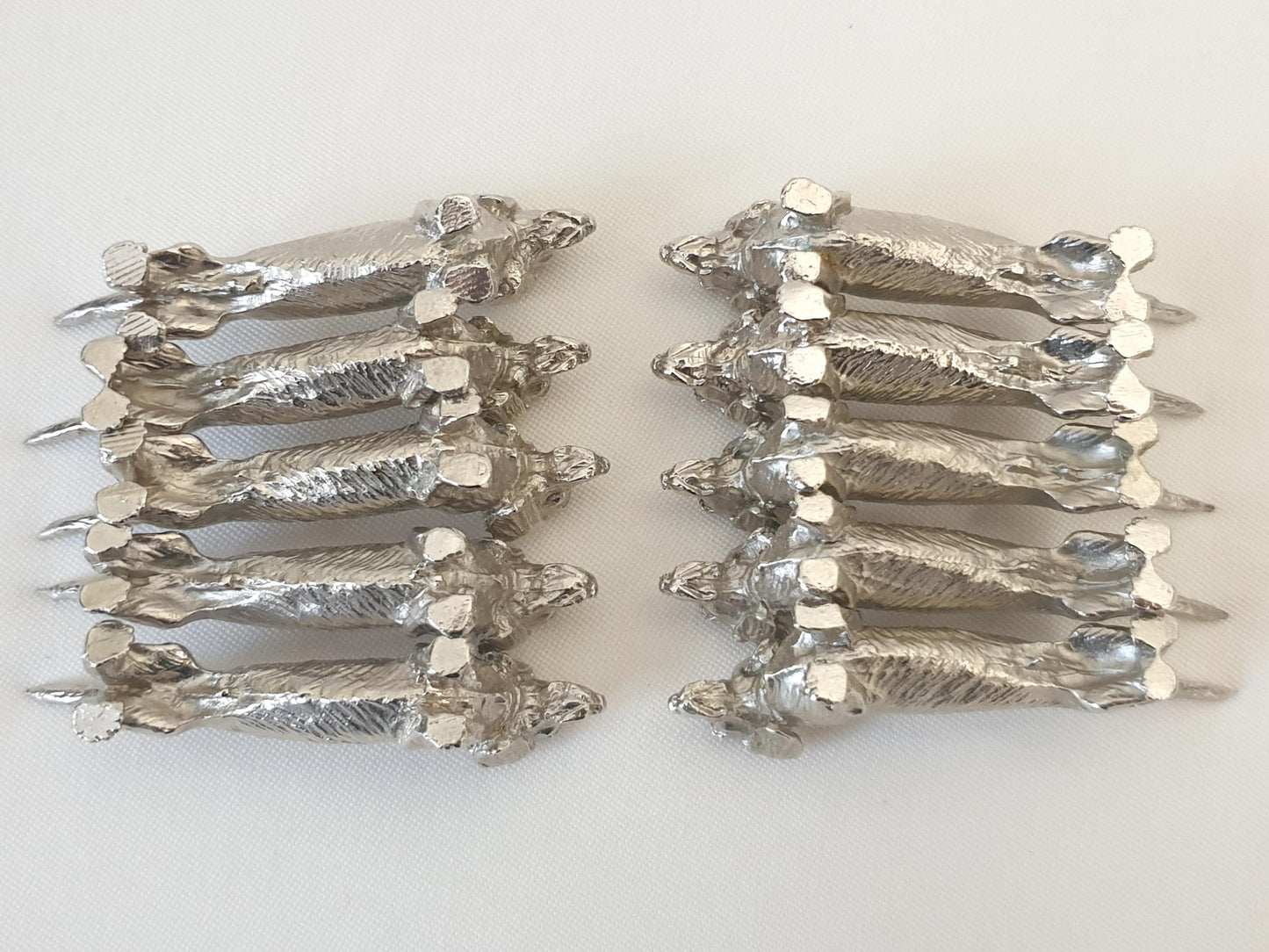 Set of 10 Vintage Silver Plated Dachshund (Teckel) Knife Rests