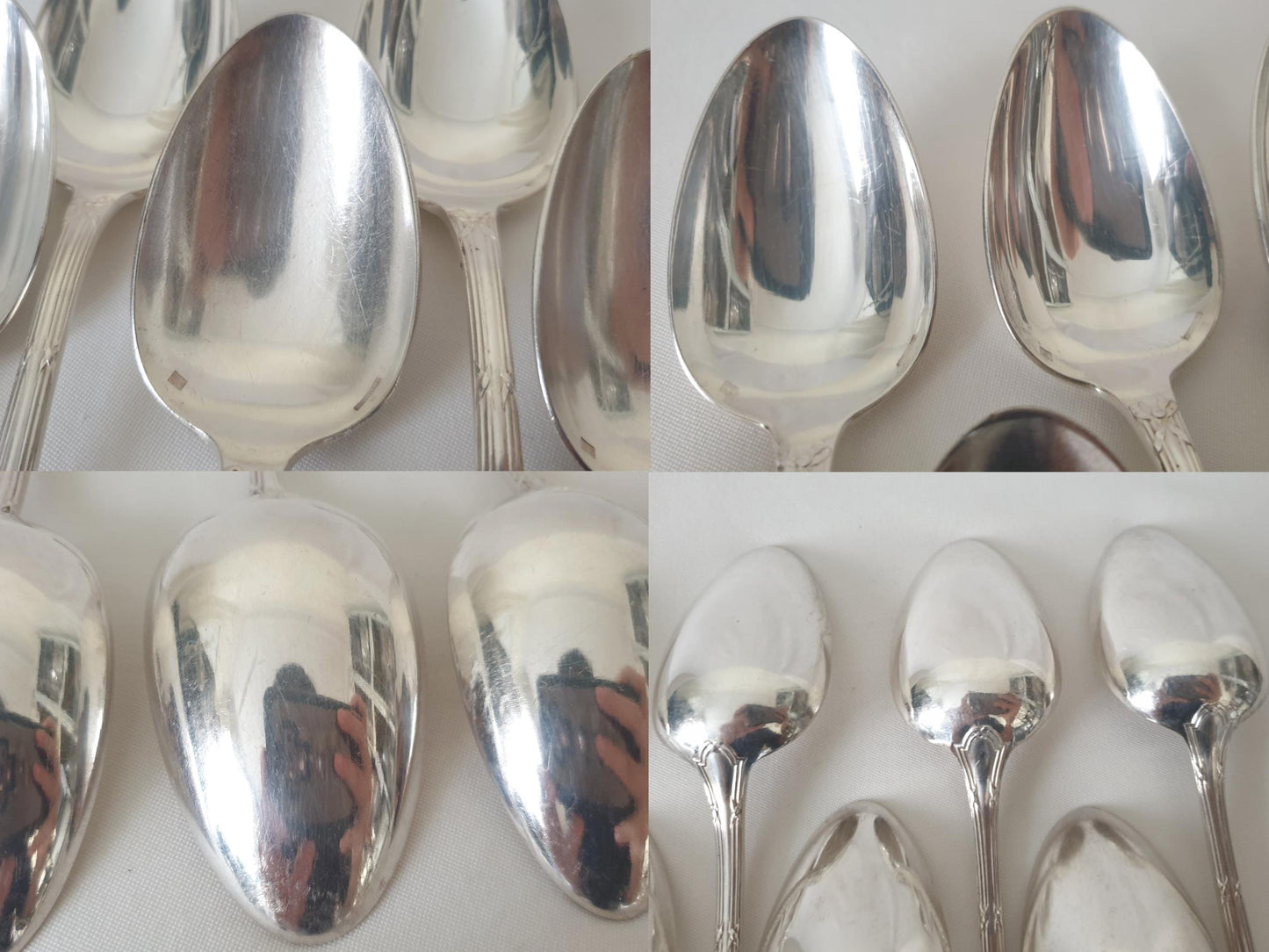 Christofle 12 Silver Plated Table Spoons 'Ribbons' Model - 12 French Christofle Soup Spoons