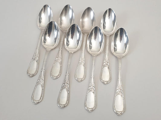 French Ercuis 8 Silver Plated Table Spoons 'Choiseul' Model - 8 French Ercuis Soup Spoons