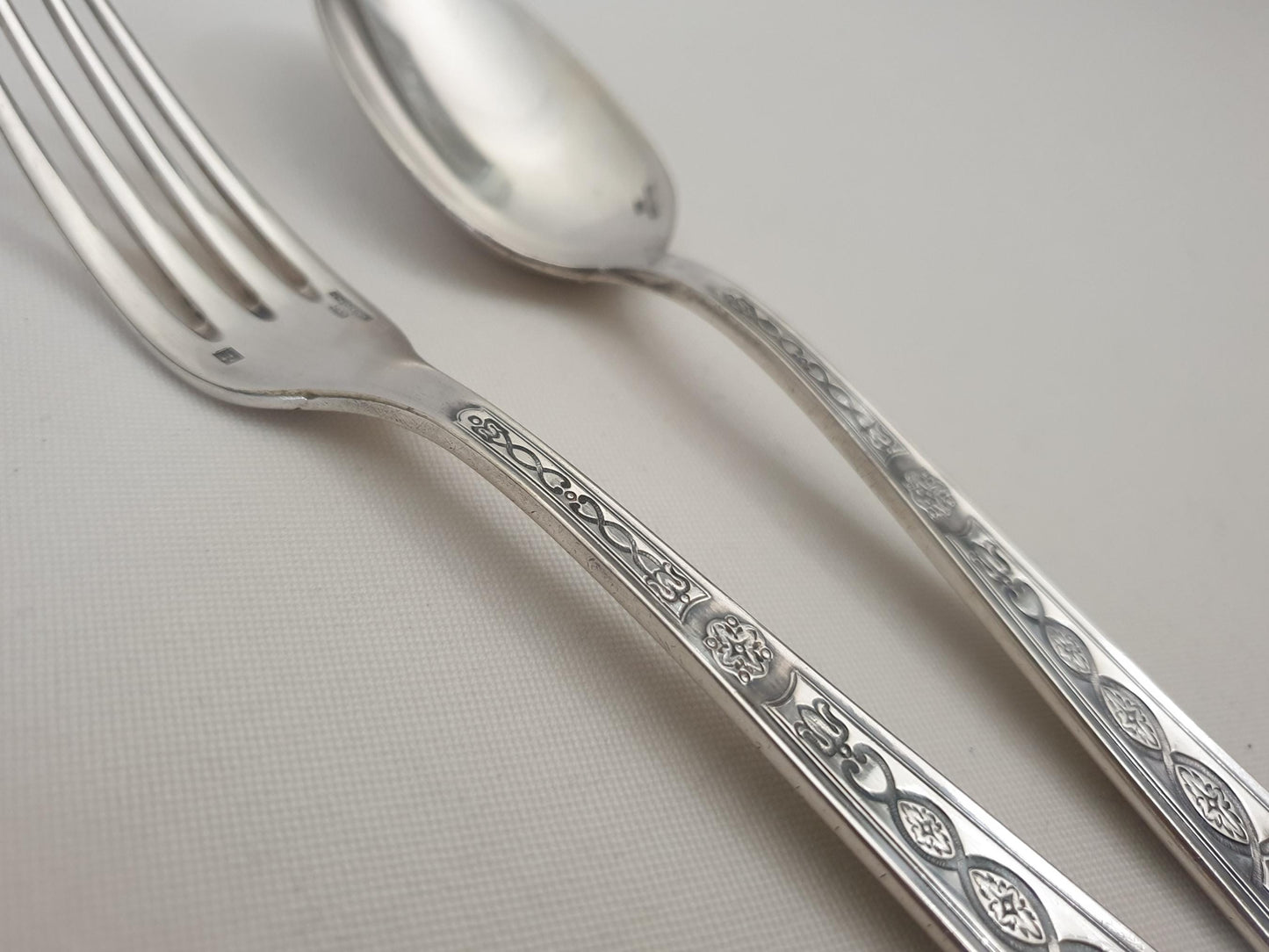 Christofle Silver Plated Baptism Cutlery 'Villeroy' Model - French Christofle Silver Plated Baby Spoon & Fork Set