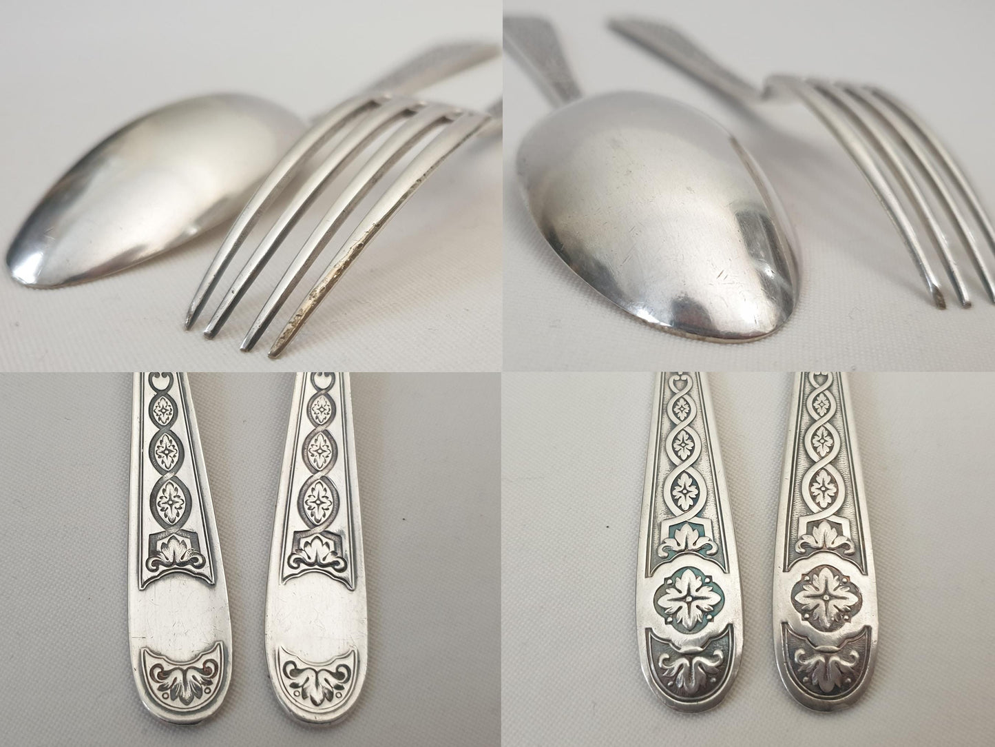 Christofle Silver Plated Baptism Cutlery 'Villeroy' Model - French Christofle Silver Plated Baby Spoon & Fork Set