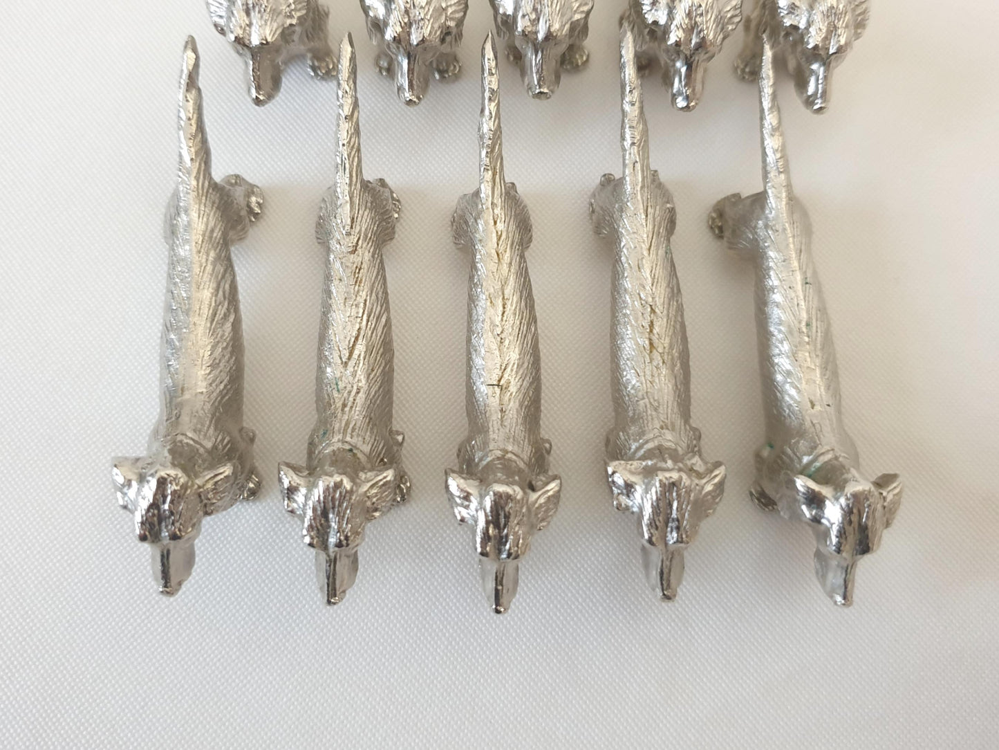 Set of 10 Vintage Silver Plated Dachshund (Teckel) Knife Rests