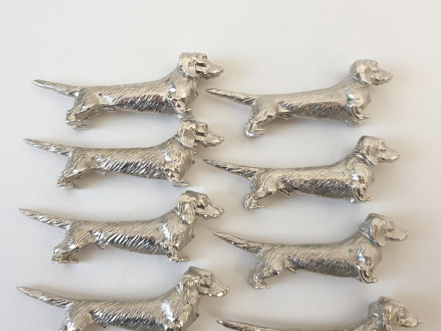 Set of 10 Vintage Silver Plated Dachshund (Teckel) Knife Rests