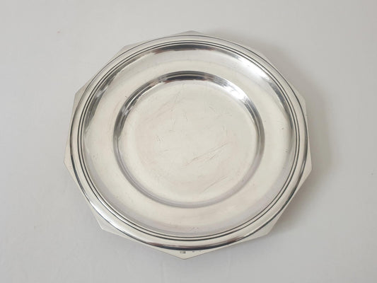 French Art Deco Silver Plated Round Platter or Serving Tray by Bouillet Bourdelle