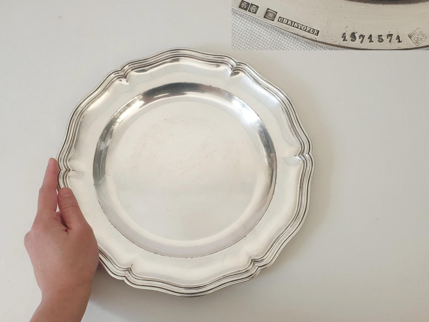 Christofle French 30cm Silver Plated Round Platter or Serving Tray