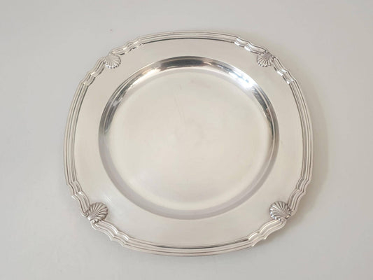 Christofle Gallia Vintage Silver Plated Round Platter or Serving Tray -  Scallop Shell Design