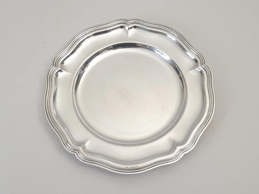 French Vintage Large Silver Plated Round Platter or Serving Tray