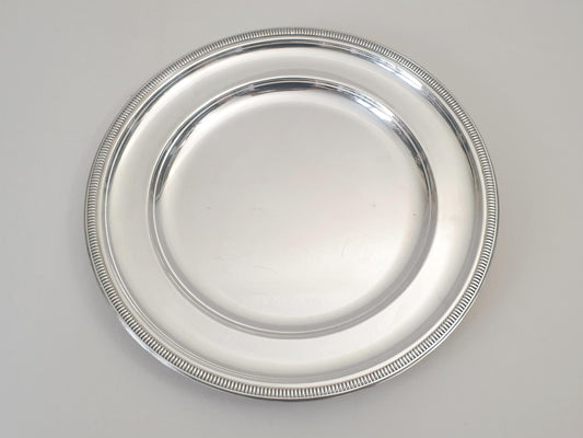 French Vintage Very Large Silver Plated Round Platter or Serving Tray