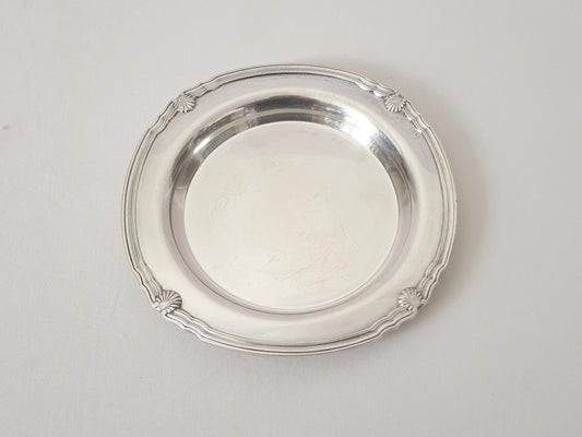 Christofle Gallia Silver Plated Small Round Dish - Small Baptism Plate or Kettle Dish - Small Trinket Dish - Scallop Shell Design