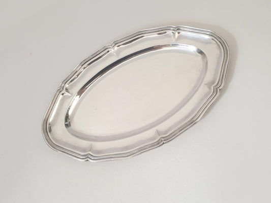 French Vintage Silver Plated Medium Oval Serving Tray