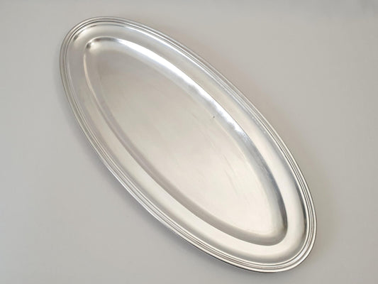 French Vintage Very Large Silver Plated Oval Fish Serving Tray - Long Fish Dish
