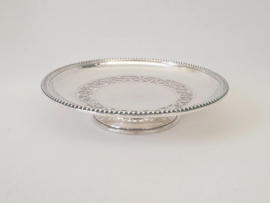French Antique Silver Plated Pedestal Pierced Serving Bowl or Fruit Bowl by Ravinet & Cie
