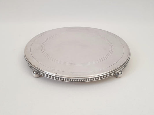 French Silver Plated Cake Display Stand - Round Pedestal Cake Stand - Footed Serving Stand