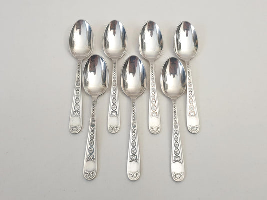 Christofle 7 Silver Plated Small Moka Spoons 'Villeroy' Model - 7 Demitasse Spoons