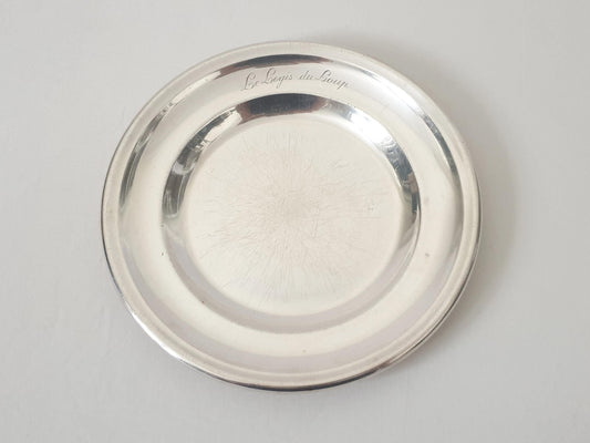 French Vintage Small Silver Plated Round Dish - Silver Plated Small Serving Dish