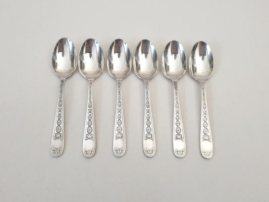Christofle 6 Silver Plated Small Moka Spoons 'Villeroy' Model - 6 Demitasse Spoons