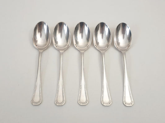Christofle Alfenide 5 Silver Plated Coffee Spoons Art Deco Model - 5 French Christofle Teaspoons