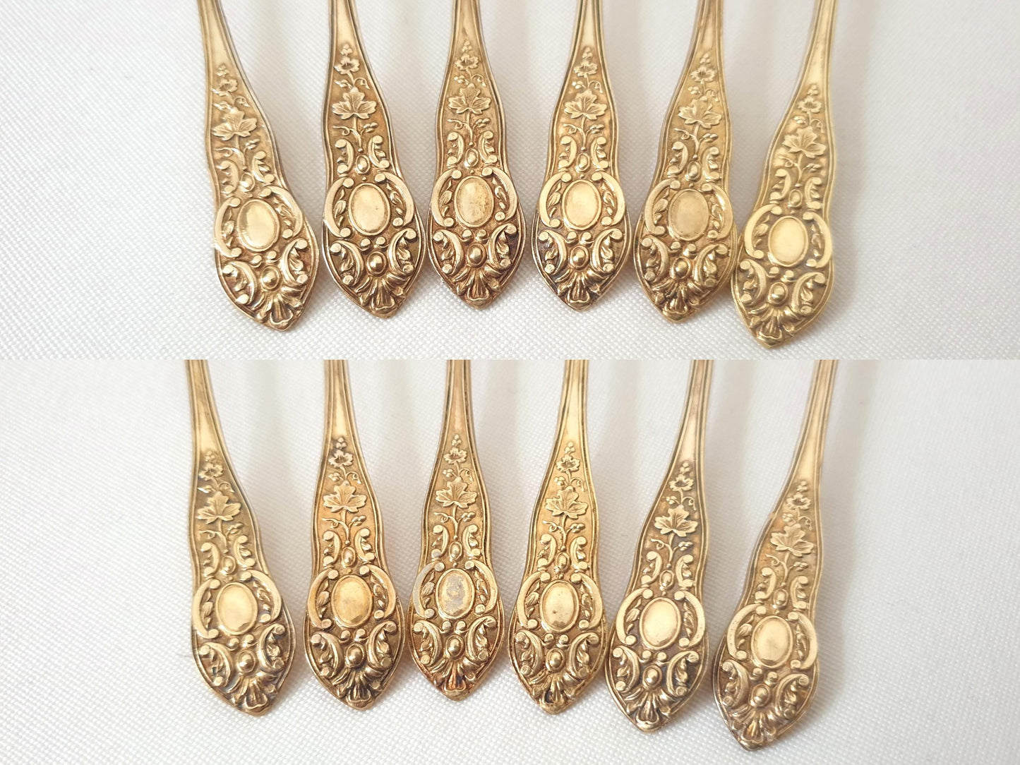 Set of 12 Antique French Fruit or Jam Spoons in Silver Vermeil (Gilded) by François Pamphile Jozan