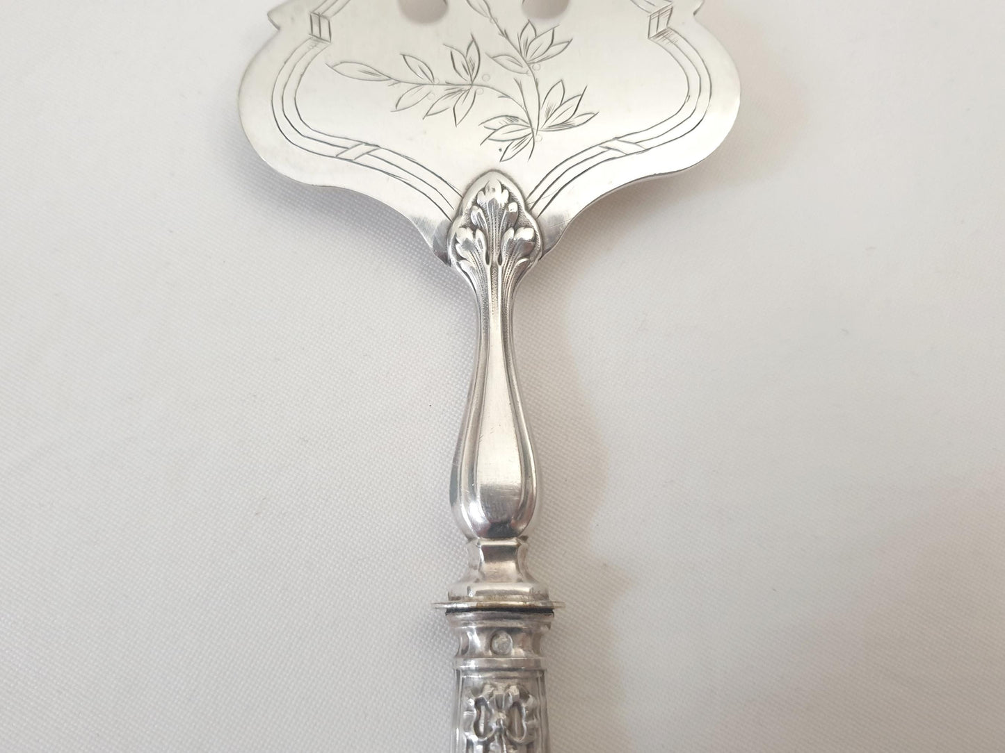 French Antique 2 Piece Fish Serving Set in 950 Silver & Silver Plated Metal – Louis XVI Style Fork and Knife