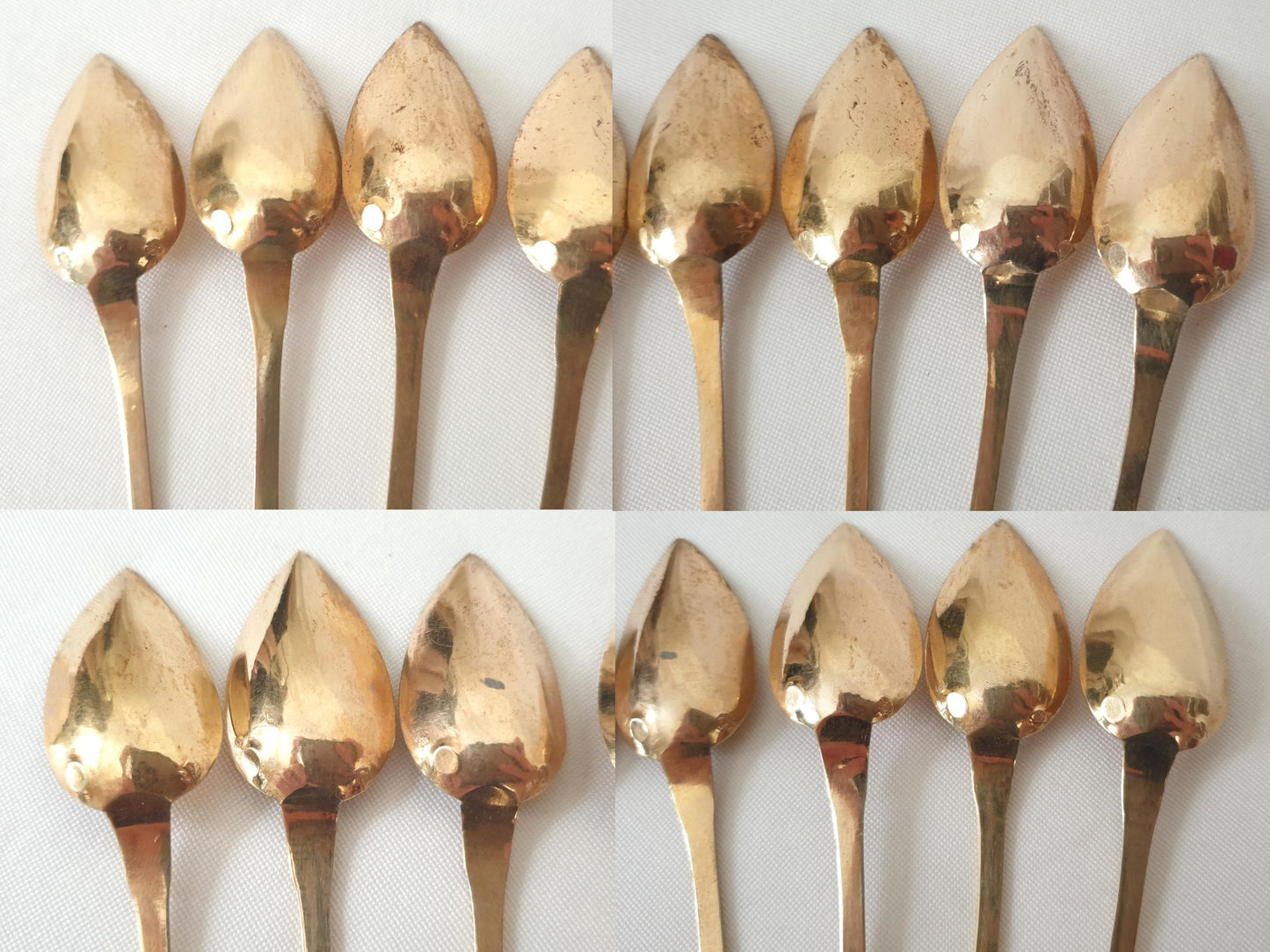 Set of 12 Antique French Fruit or Jam Spoons in Silver Vermeil (Gilded) by François Pamphile Jozan
