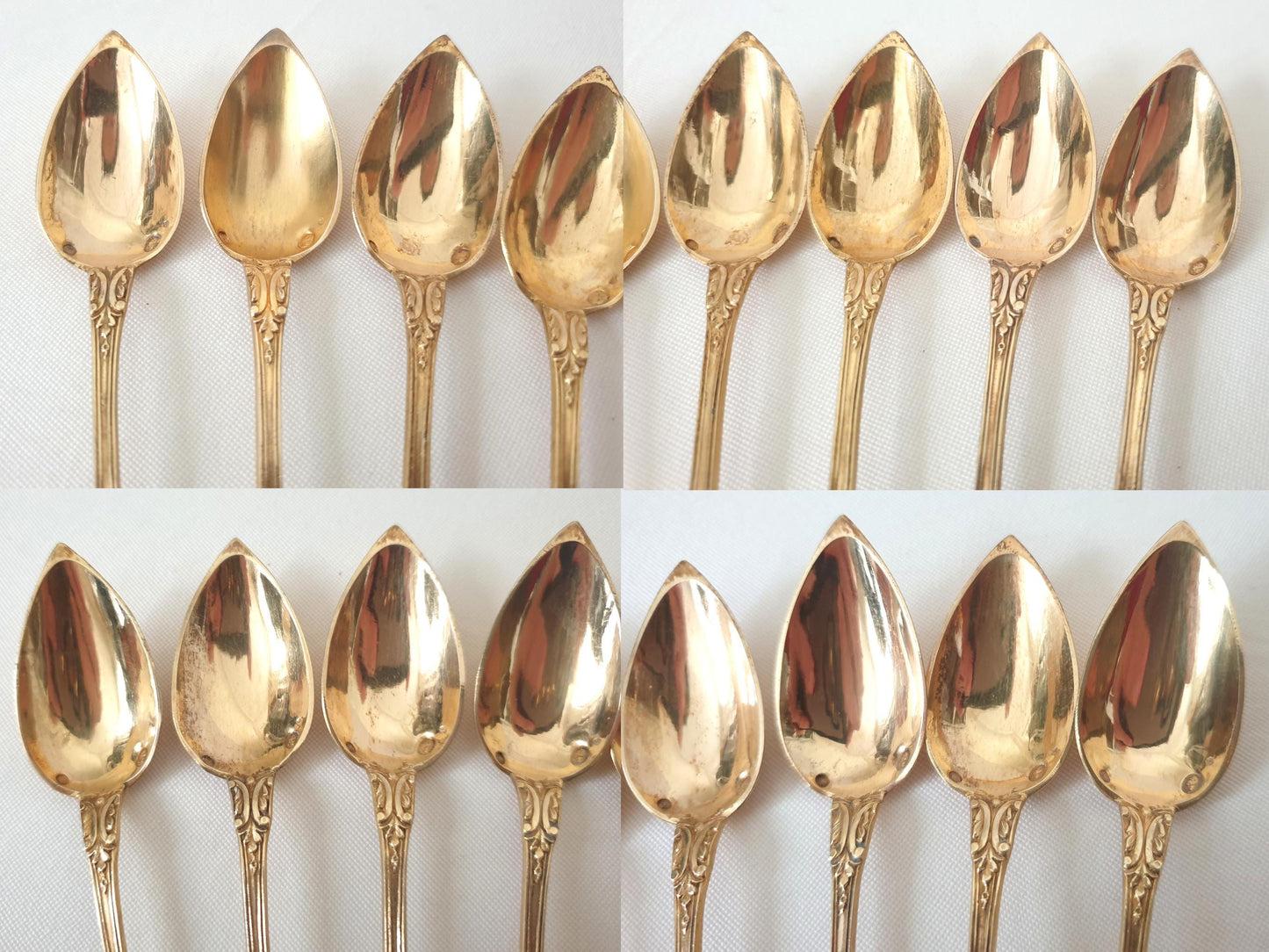 Set of 12 Antique French Fruit or Jam Spoons in Silver Vermeil (Gilded) by François Pamphile Jozan