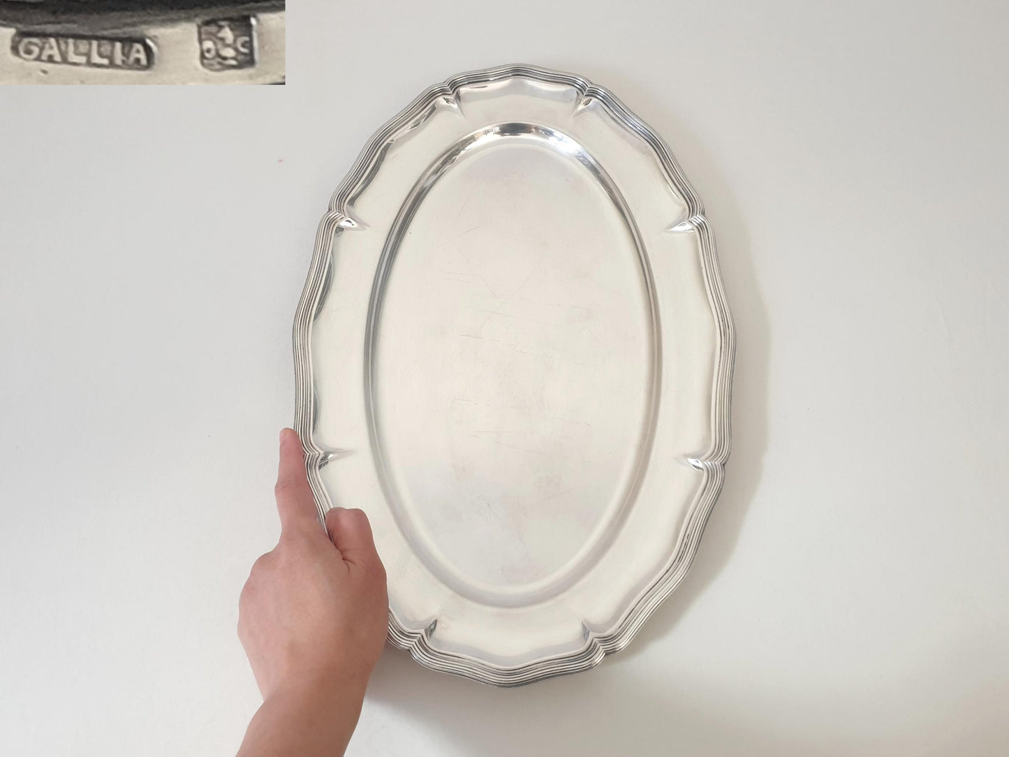 Christofle Gallia French Vintage Silver Plated Oval Serving Tray