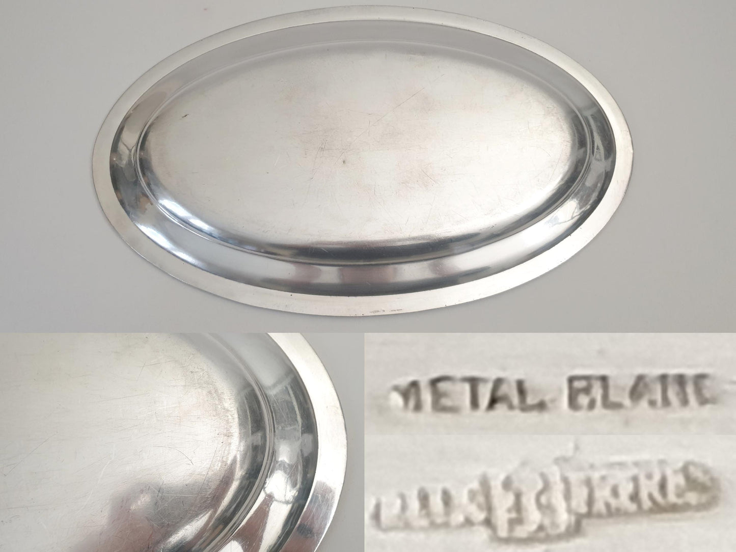 French Large Silver Plated Oval Serving Tray by Félix Frères, Toulouse – Large Vintage Oval Silver Plated Platter