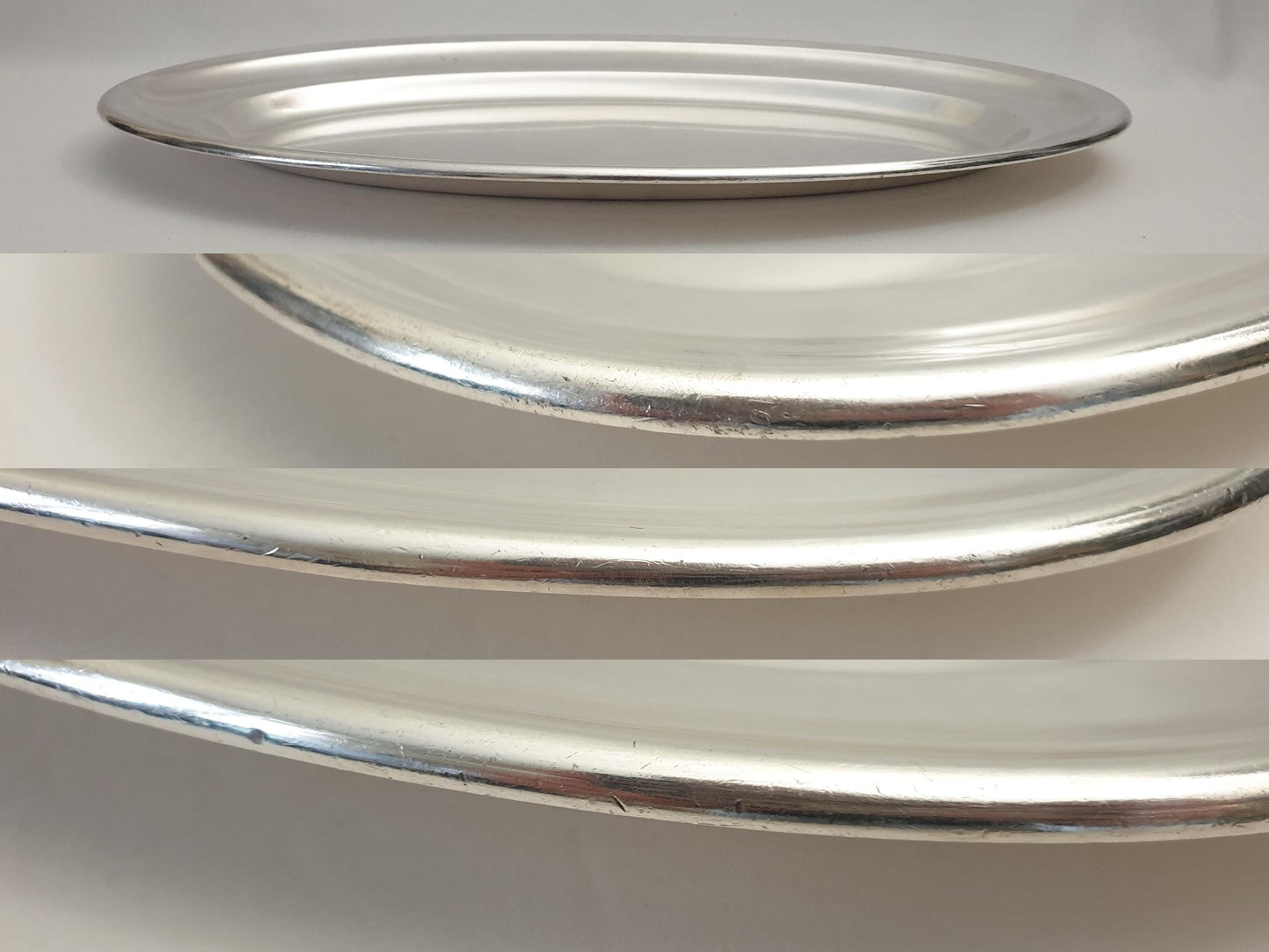 French Large Silver Plated Oval Serving – Large Vintage Oval Silver Plated Platter in Minimalist Style