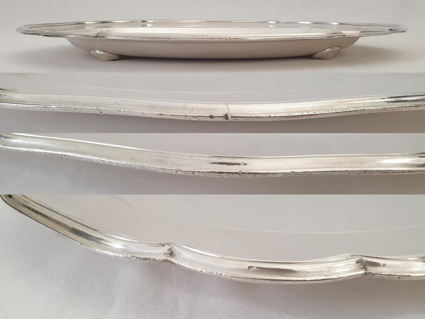 French Vintage Silver Plated Footed Oval Serving Tray – Silver Plated Oval Platter on Four Feet