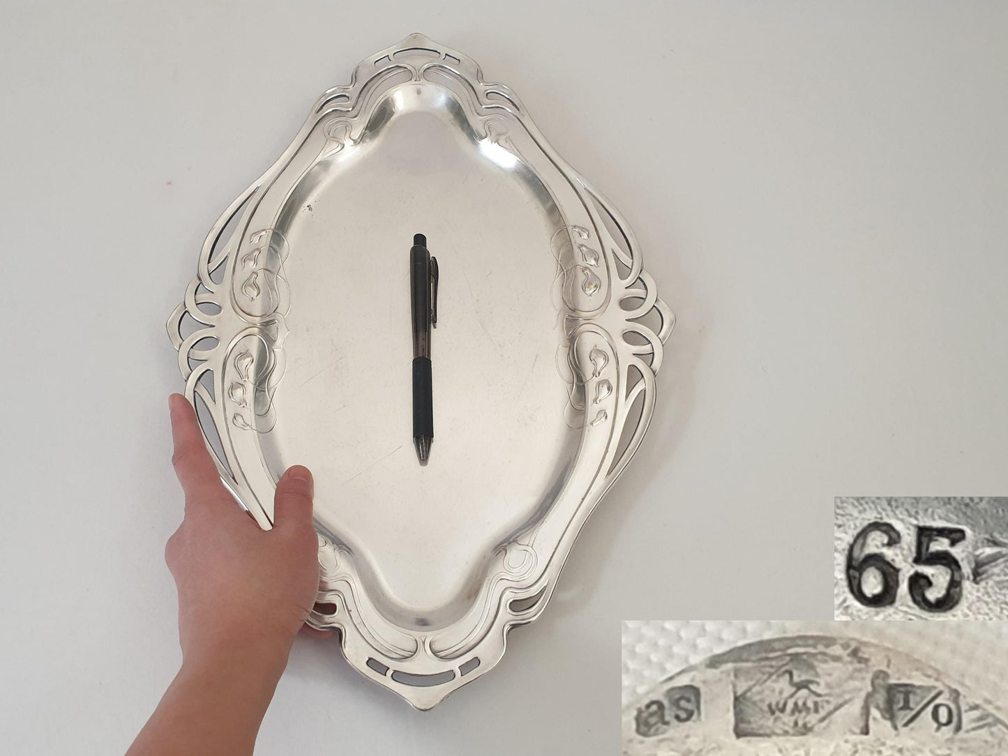 Rare WMF Art Nouveau Silver Plated Footed Serving Tray – Silver Plated German Centerpiece Platter on Four Feet