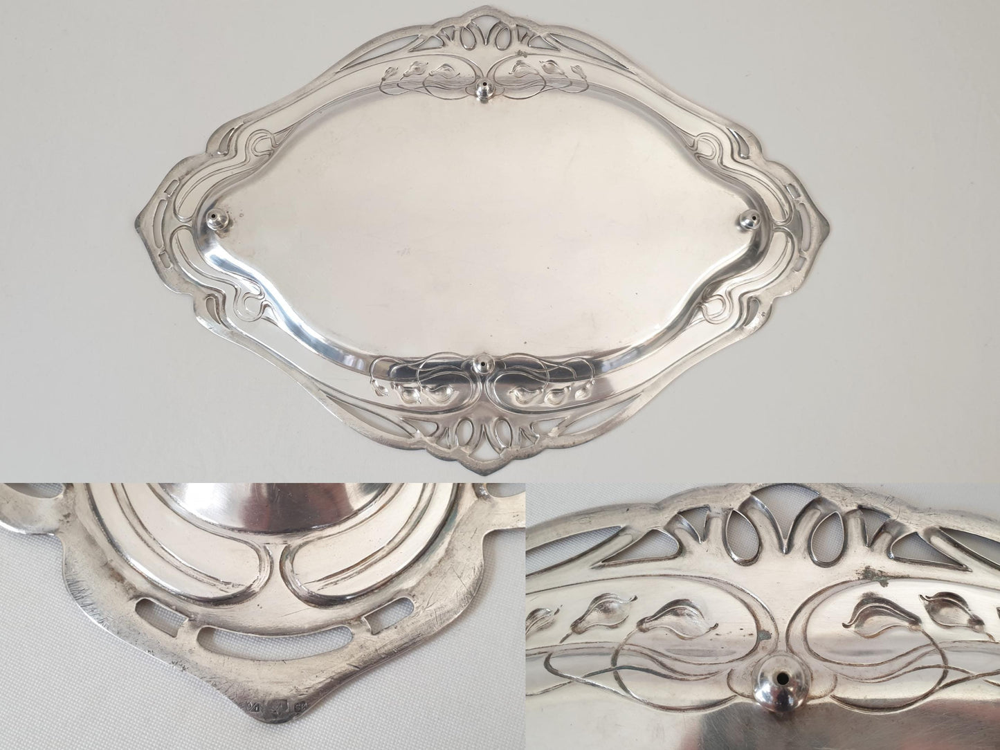 Rare WMF Art Nouveau Silver Plated Footed Serving Tray – Silver Plated German Centerpiece Platter on Four Feet