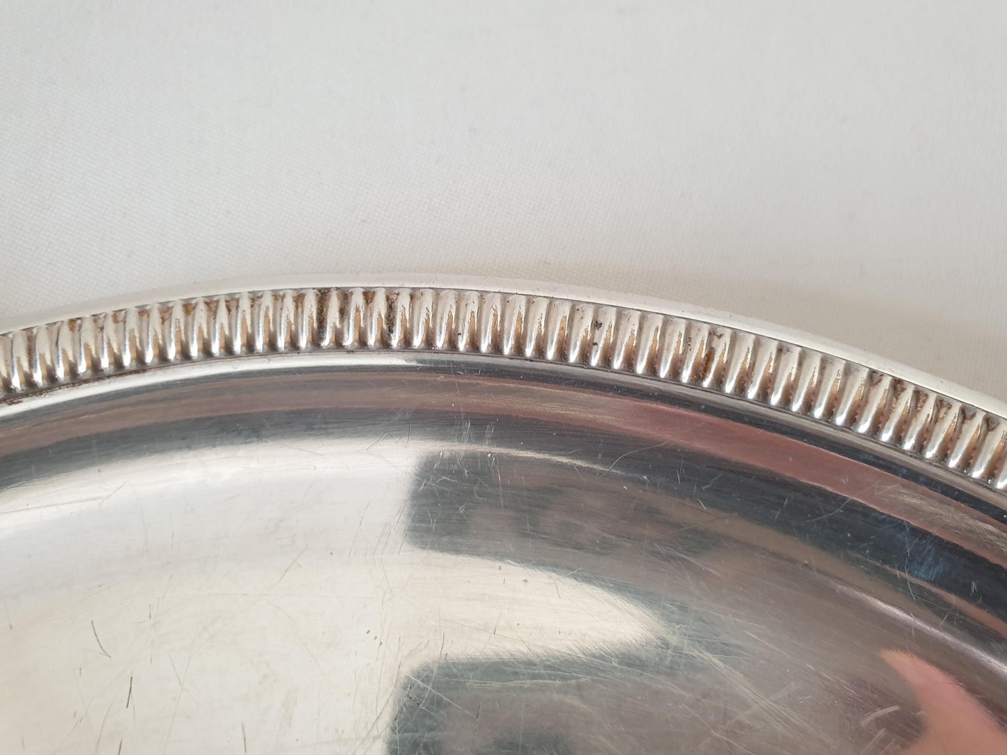 Vintage Silver Plated Circular Footed Serving Tray with Shell Handles – Centerpiece Platter on Four Feet