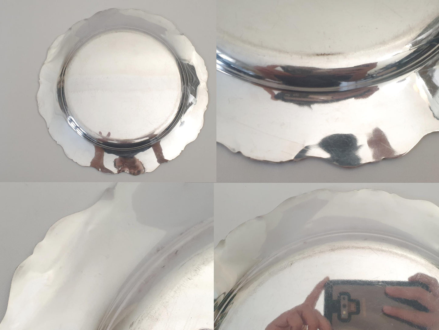 Vintage Silver Plated Circular Serving Tray in Rococo Style Shell & Scroll Rim