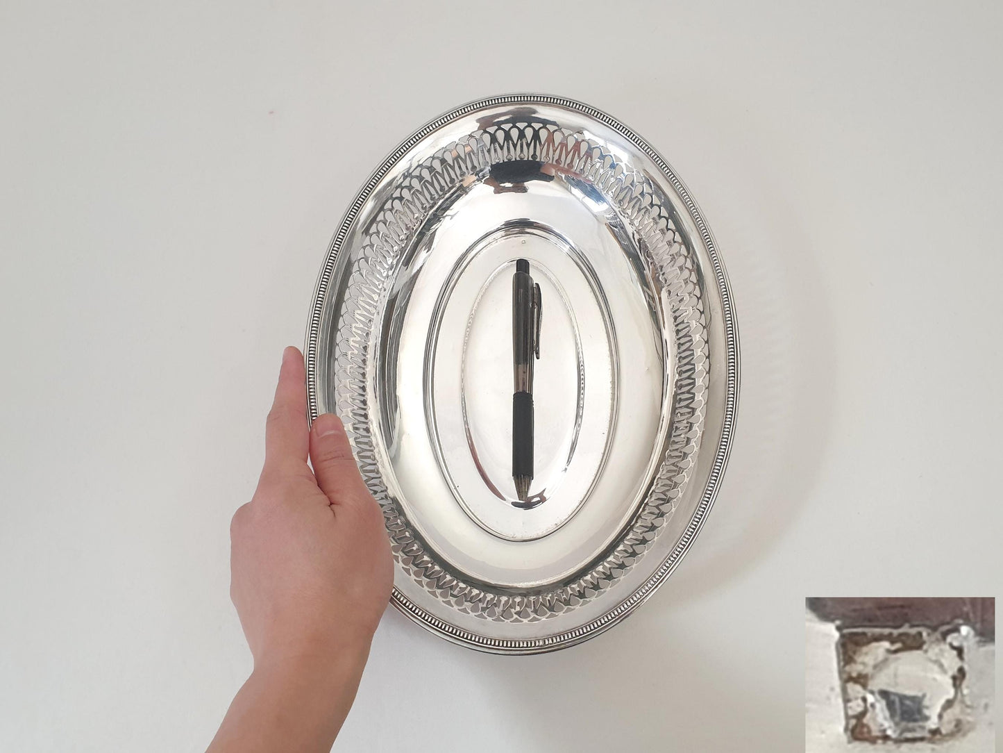 Vintage Silver Plated Bread Basket – Pierced Oval Centerpiece Tray with Beaded Rim