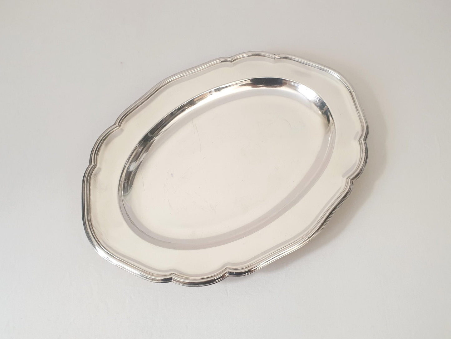 French Vintage Silver Plated Footed Oval Serving Tray – Silver Plated Oval Platter on Four Feet