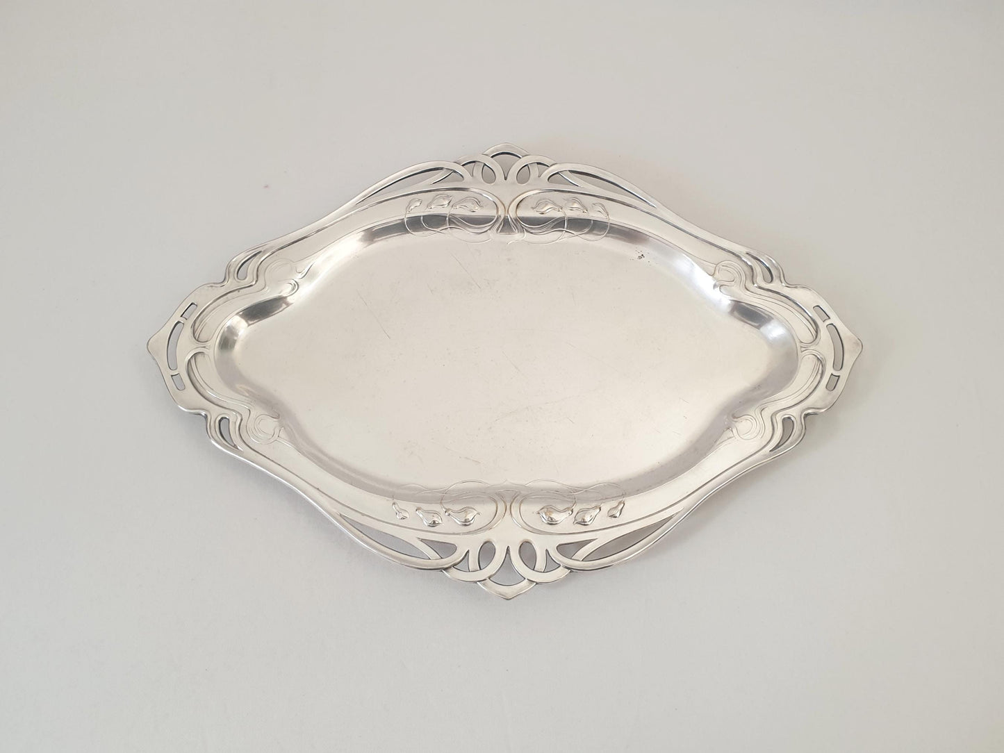 Rare WMF Art Nouveau Silver Plated Footed Serving Tray – Silver Plated German Centerpiece Platter on Four Feet