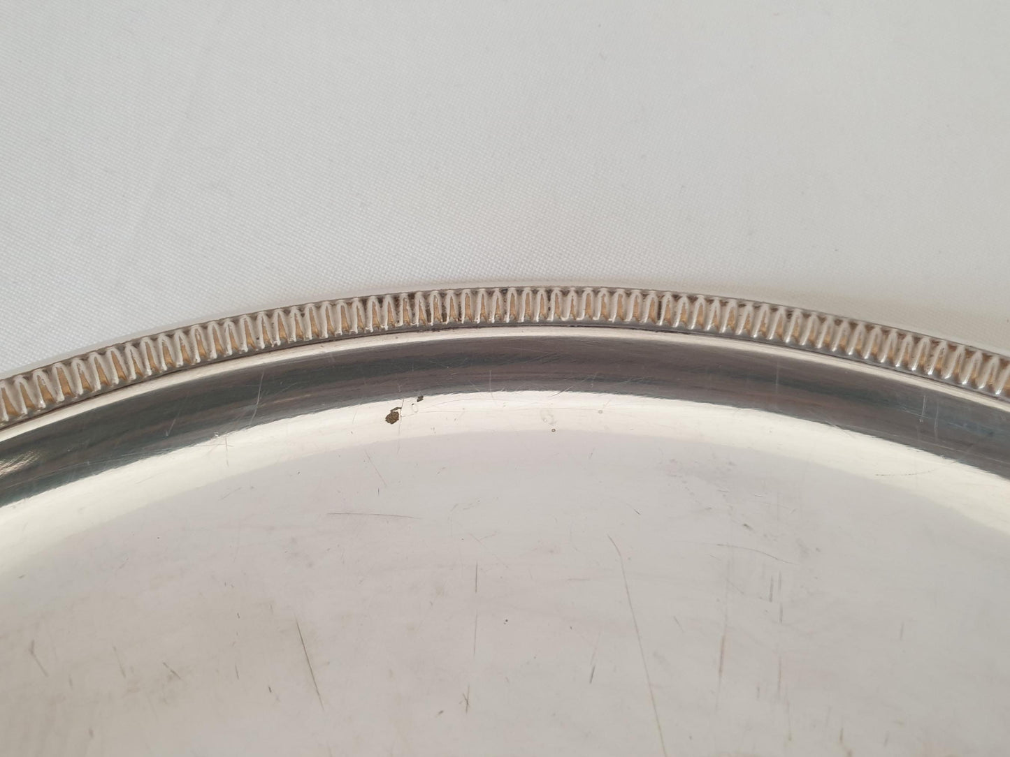 Vintage Silver Plated Circular Footed Serving Tray with Shell Handles – Centerpiece Platter on Four Feet