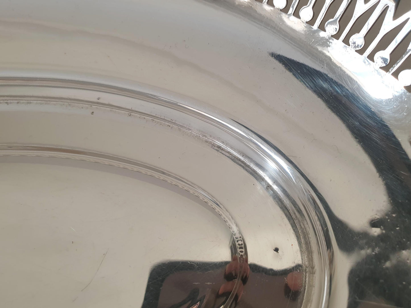 Vintage Silver Plated Bread Basket – Pierced Oval Centerpiece Tray with Beaded Rim